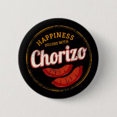 チョリソレトロソーセージヴィンテージBBQグルメバーベキュー 缶バッジ (正面)