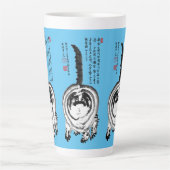 チョンキーストライプの日本のタビー猫 カフェラテマグ (正面)