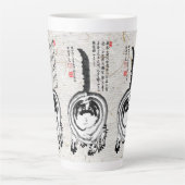 チョンキーストライプの日本のタビー猫 カフェラテマグ (正面)