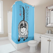 チョンキーストライプの日本のタビー猫 シャワーカーテン (インサイチュ)