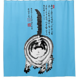 チョンキーストライプの日本のタビー猫 シャワーカーテン