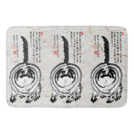 チョンキーストライプの日本のタビー猫 バスマット