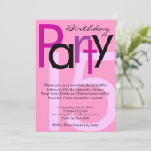 チョンキーピはっきりしたンク型バースデーパーティーの招待状 招待状 (スタンド正面)