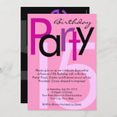 チョンキーピはっきりしたンク型バースデーパーティーの招待状 招待状 (正面/裏面)
