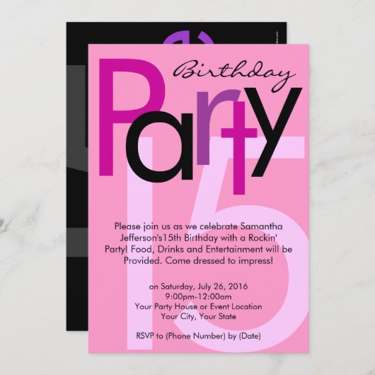 チョンキーピはっきりしたンク型バースデーパーティーの招待状 招待状