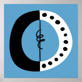 チョンキーリングや輪白黒とブルーポスターウォールアート ポスター