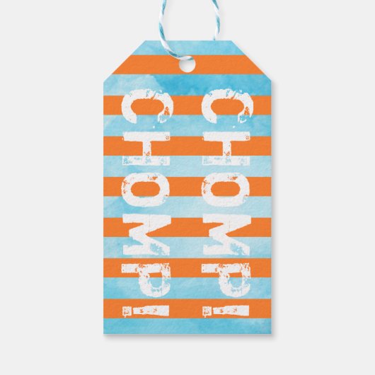 チョンプチョンプシャークテーマ誕生日ボーイジョーズストライプの ギフトタグ (裏面)