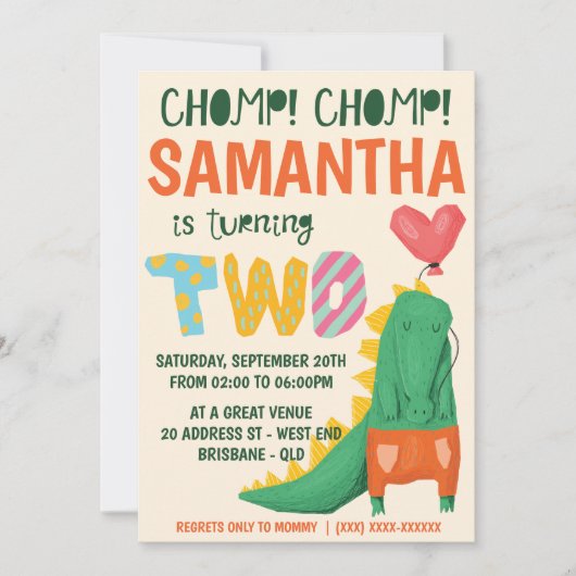 チョンプ!クロコダレアリゲーター誕生日招待状 招待状 (正面)