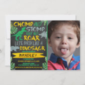 チョンプ&ストンプ!恐竜の任意の年齢誕生日写真 招待状 (正面)