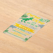 チョンプ&ストンプ！恐竜の少年たち1歳の誕生日 アクリル招待状 (レイダウン)