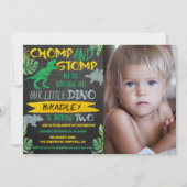 チョンプ&ストンプ!恐竜の少年たち2nd誕生日の写真 招待状 (正面)