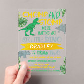 チョンプ&ストンプ!恐竜の少年たち2nd誕生日 アクリル招待状 (インサイチュ (ポータブル))