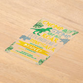 チョンプ&ストンプ！恐竜ボーイズ任意の年齢誕生日 アクリル招待状 (レイダウン)