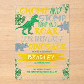 チョンプ&ストンプ！恐竜ボーイズ任意の年齢誕生日 アクリル招待状 (正面)