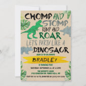 チョンプ&ストンプ!恐竜ボーイズ任意の年齢誕生日 招待状 (正面)