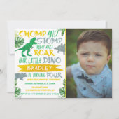 チョンプ&ストンプ！恐竜ボーイズ4thバースデーフォト 招待状 (正面)