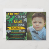 チョンプ&ストンプ!恐竜ボーイズ4thバースデーフォト 招待状 (正面)