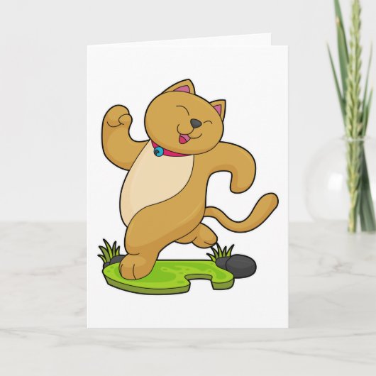 チョーカーをつけた猫が走る カード (正面)