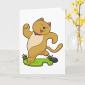 チョーカーをつけた猫が走る カード (黄色い花)