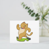 チョーカーをつけた猫が走る ポストカード (スタンド正面)