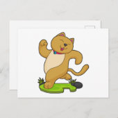 チョーカーをつけた猫が走る ポストカード (正面/裏面)