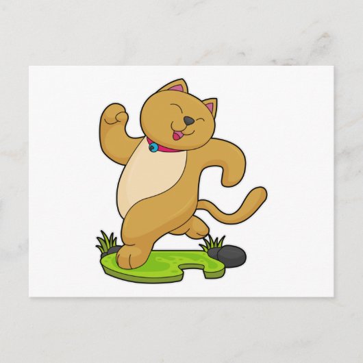 チョーカーをつけた猫が走る ポストカード (正面)