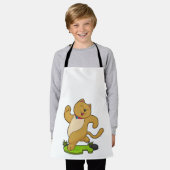 チョーカーランニング付き猫 エプロン (着用した状態)