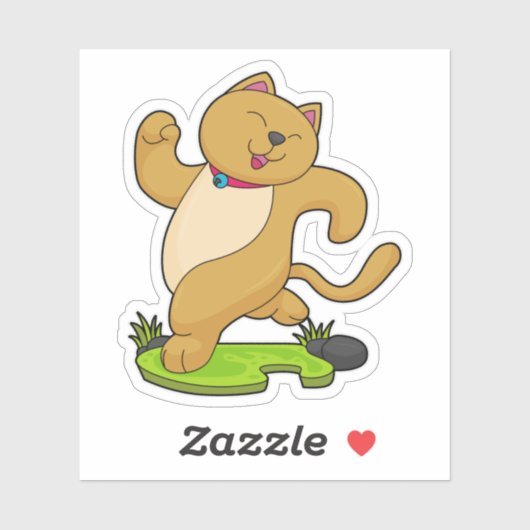 チョーカーランニング付き猫 シール (シート)