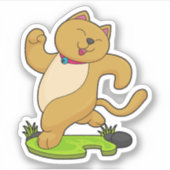 チョーカーランニング付き猫 シール (正面)