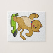 チョーカーランニング付き猫 ジグソーパズル (横)