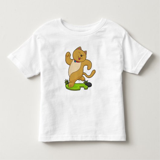 チョーカーランニング付き猫 トドラーTシャツ (正面)