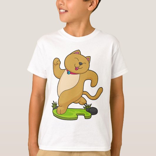 チョーカーランニング付き猫 Tシャツ (正面)