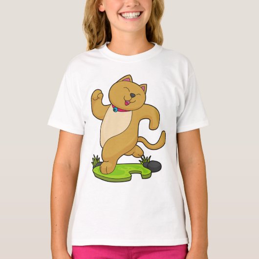 チョーカーランニング付き猫 Tシャツ (正面)