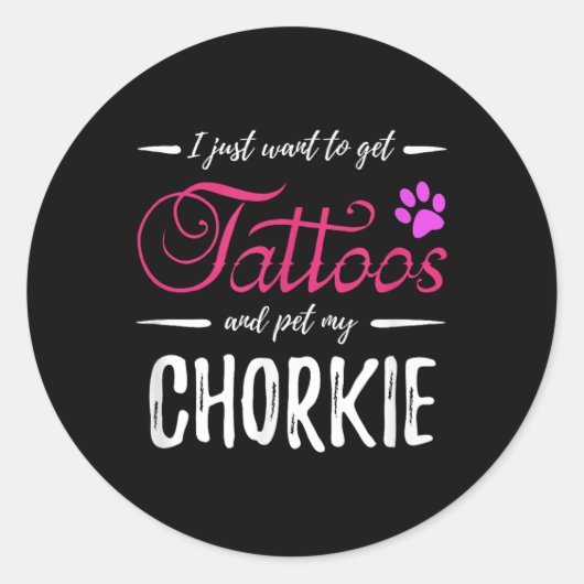 チョーキードッグ恋人タトゥーおもしろい犬マママギフトアイディア ラウンドシール (正面)