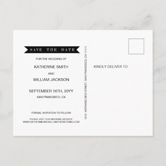 チョークおもしろいボード無料ドリンク結婚式の日付を保存 案内ポストカード (裏面)