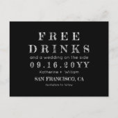 チョークおもしろいボード無料ドリンク結婚式の日付を保存 案内ポストカード (正面)