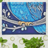 チョークお洒落フクロウ キッチンタオル (折り畳み)