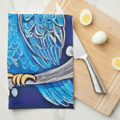 チョークお洒落フクロウ キッチンタオル (四つ折り)