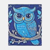 チョークお洒落フクロウ フリースブランケット (正面)