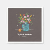 チョークお洒落ボードドードルアート | ウェディング スタンダードカクテルナプキン (正面)