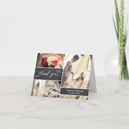 チョークで描かれた写真のコラージュ　素朴なウェディング　サンキュー サンキューカード