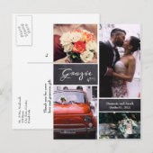 チョークで描かれた写真のモザイク 素朴なウェディング “Grazie”(ありがとう) 案内ポストカード (正面/裏面)