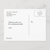 チョークで描かれた4枚の写真の組み合わせ 素朴なウェディング サンキュー 案内ポストカード (裏面)