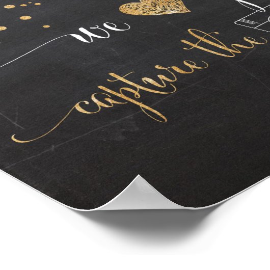 チョークとグリッター結婚のハッシュラベル記号 ポスター (角)