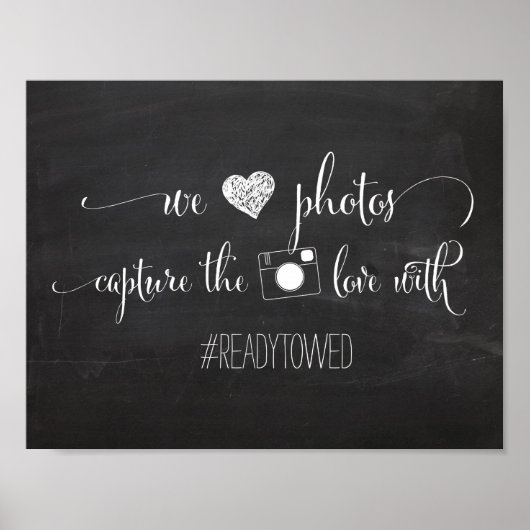 チョークとグリッター結婚のハッシュラベル記号 ポスター (正面)