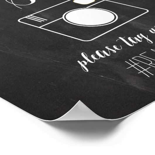 チョークとグリッター結婚ライトのハッシュラベル記号 ポスター (角)