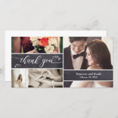 チョークと写真のコラージュを使った、素朴なウェディングのお礼カード サンキューカード (正面/裏面)
