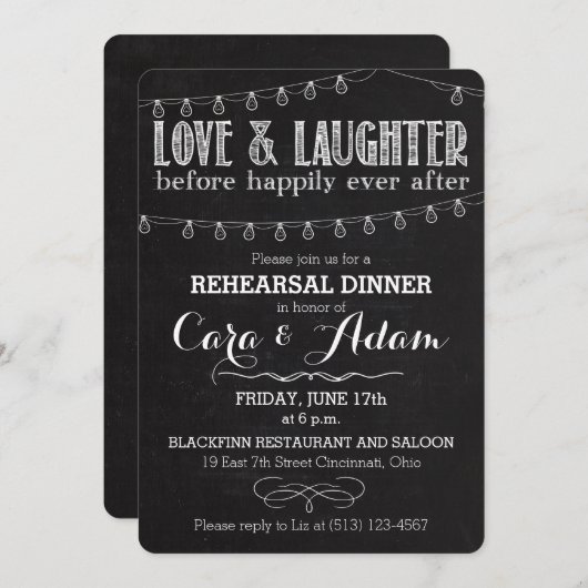 チョークのスタイルのリハーサルの夕食の招待状01 招待状 (正面/裏面)