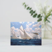 チョークの崖の近くの海のレース ポストカード (スタンド正面)