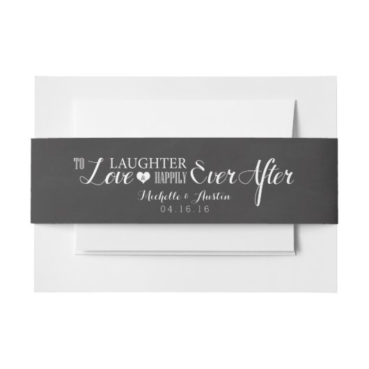 チョークの後ずっと幸せに笑いを愛するタイポグラフィ 招待状ベリーバンド (正面例)